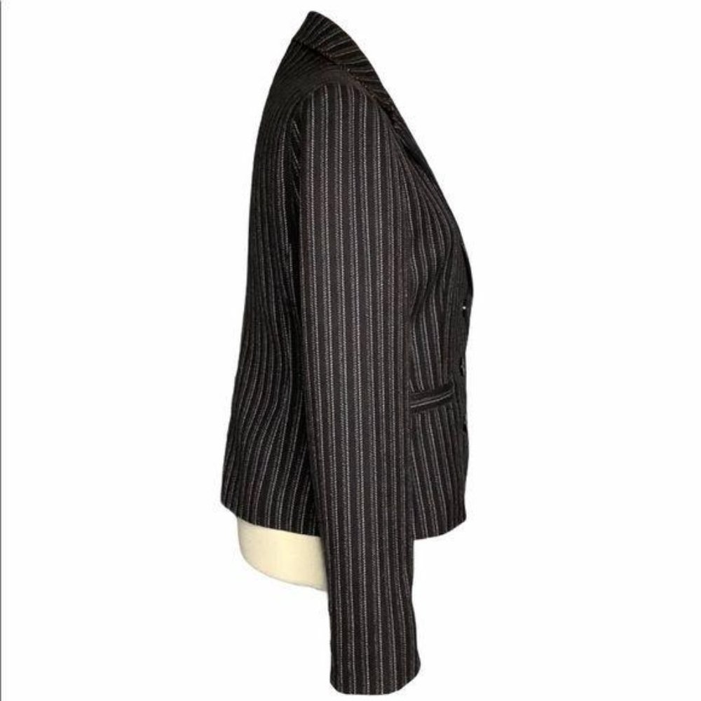 CAbi Micro Stripe Tapered Waist Three Button Blazer Medium - Picture 2 of 7